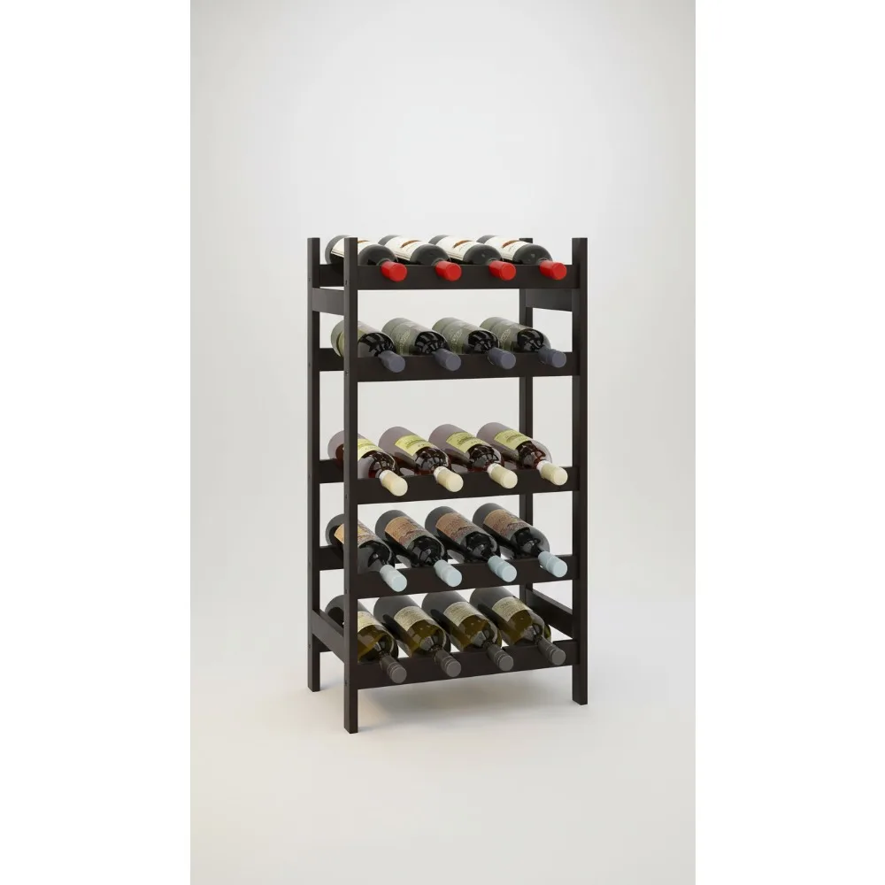 

5-уровневая бамбуковая винная полка, вмещает 20 бутылок, компактное хранилище для кухни, бара и погреба (черный)