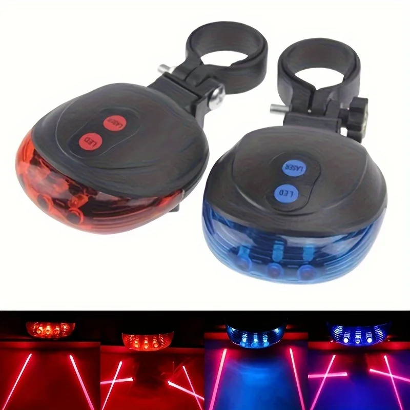 Bicycle LED Lights 2 Lasers 5 LED Bicycle Tail Lights Safety Warning Tail Lights MTB Bicycle Rear Tail Lights