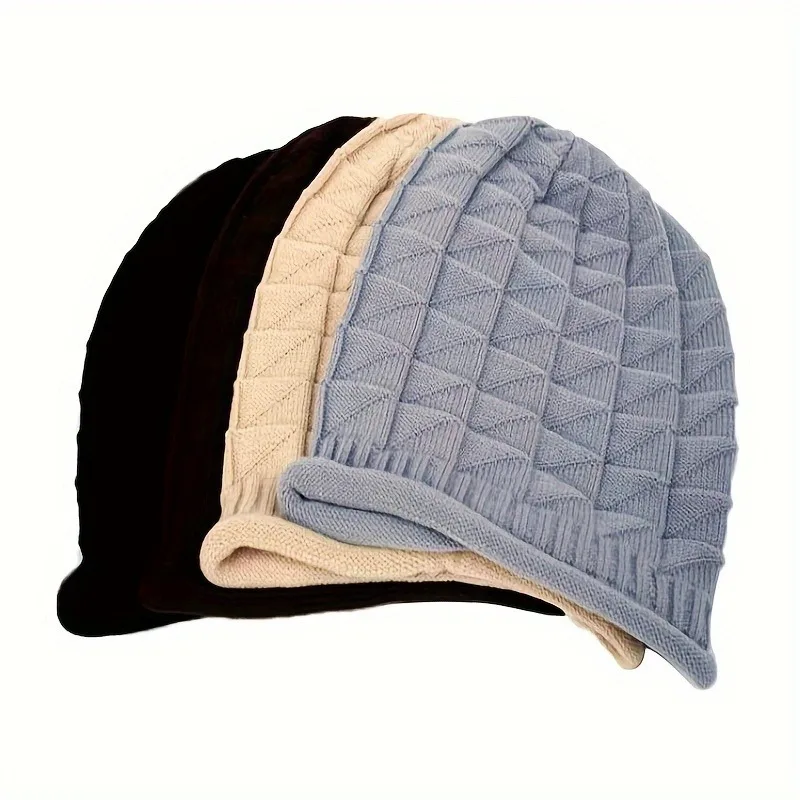Damen-Beanie-Mütze, modische, klobige Slouch-Mütze mit elastischen Ohrenwärmern, handwaschbar, leicht, für den Herbst – Detail 1