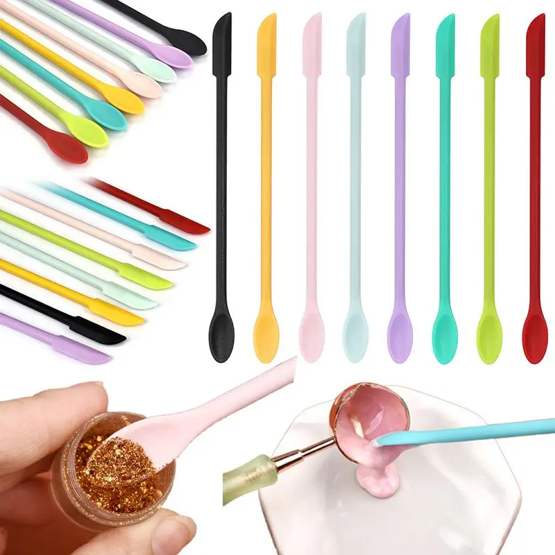 1/2 szt. Dwugłowicowy wosk uszczelniający skrobak do czyszczenia łyżka silikonowa narzędzie DIY wielofunkcyjna łyżka do dekoracja żywiczna epoksydowej