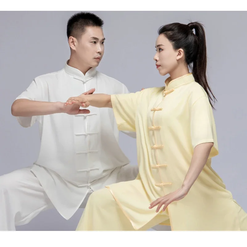 Summer Kung Fu Dress Martial Art Uniform Tai Chi Clothes Women And Men Unisex Short Sleeve Kun Master 2023 Multicolor