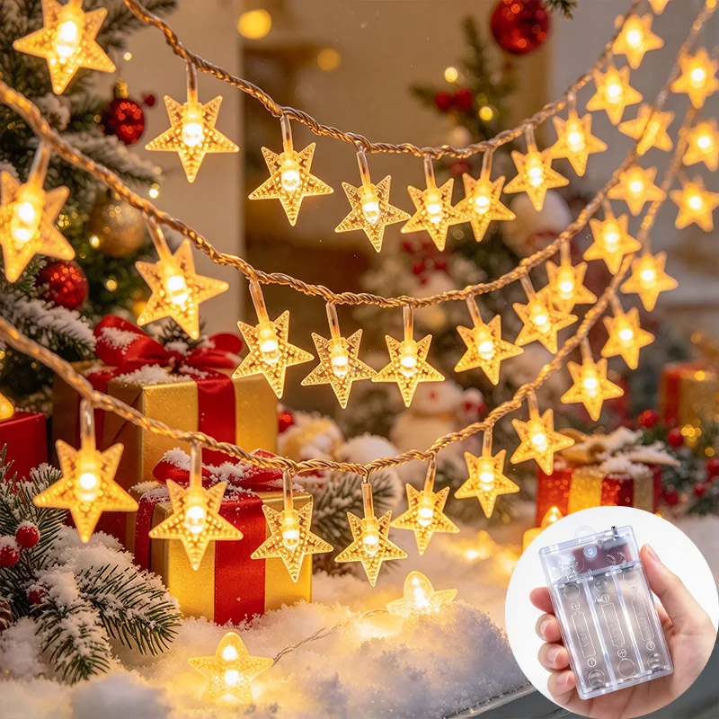 LED Snowflake/star Curtain Light,10/20/40/80LED Christmas Curtain String Light, Fairy String Light for Home Bedroom Indoor Decor