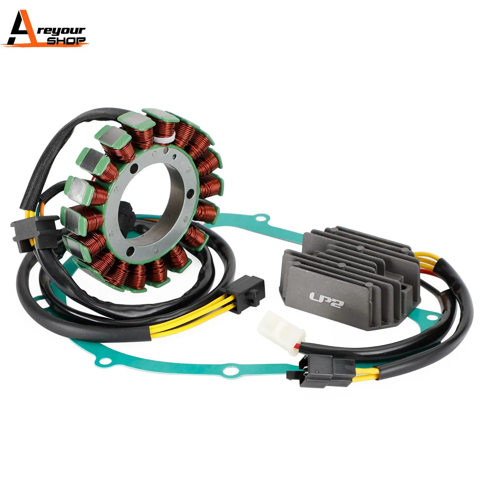 Areyourshop Magneto Stator + Voltage Rectifier + Gasket for Suzuki 05-19 Boulevard S40 S 40