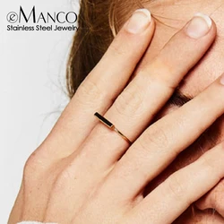 eManco Minimaliset Punk Stainless Steel Rings for Women Rose Gold Color Dainty Pinky Ring Stackable Midi Rings Jewellery
