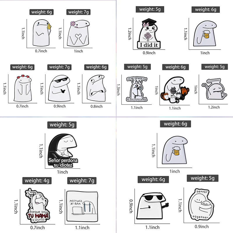 1-9pcs Funny Simplified Figures Flork And Cat Enamel Pins Cartoon Cute Characters Brooches Laple Badge Jewelry Gift for Friends image 5