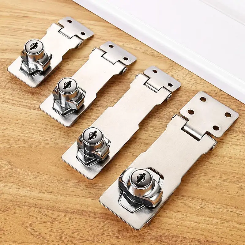 Stainless Steel Locking Hasp Latch Anti Theft Design Long Lasting Durability For Home Cabinet Drawer Gate Security Use