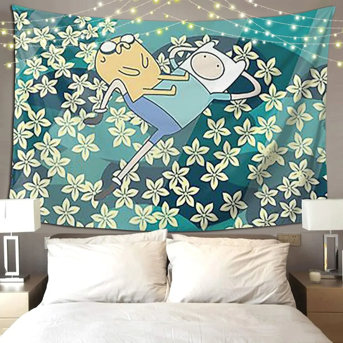 Field Of Flowers (Adventure Time) Tapestry Art Wall Hanging Aesthetic Home Decoration Tapestries for Room Bedroom Dorm Room