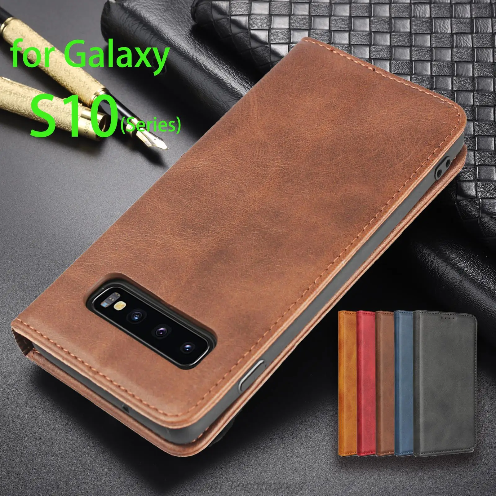 

Leather Case for Samsung Galaxy S10+ S 10 5G S10e Holster Magnetic attraction Cover Wallet Case Retro Business Fundas Coque