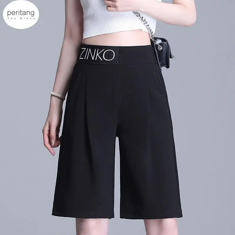 

PERITANG Shorts Women's Cycling Summer Shorts High Waist Black Suit Shorts Oversize Casual Basic Short Pants Korean Fashion