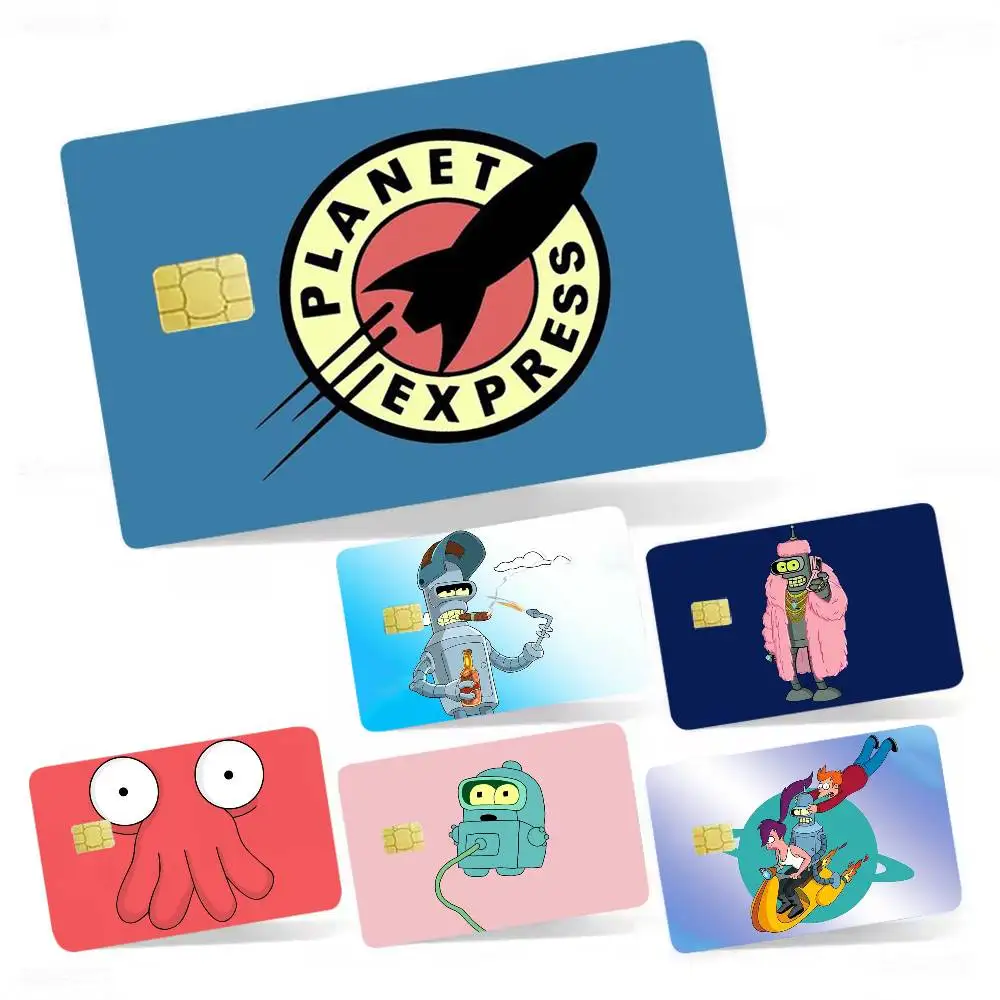 Cartoon F-Futurama 4pcs 1Set Laser Holographic Sticker Skin Cover for Credit Bank Debit Card