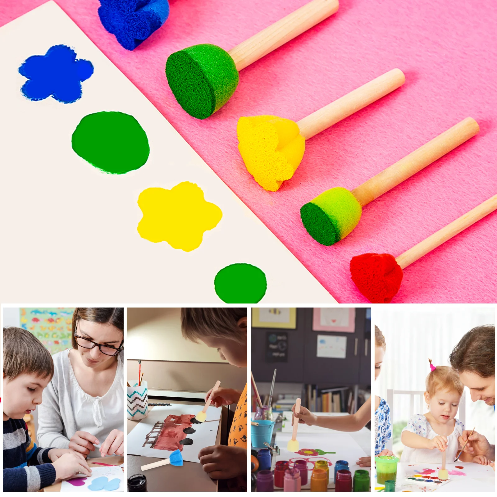 10 قطعة فرش الرسم الإسفنجية المستديرة لتقوم بها بنفسك أداة للرسم على الجدران الفن الإبداع اللون الإدراك فرشاة الطلاء الإسفنجية