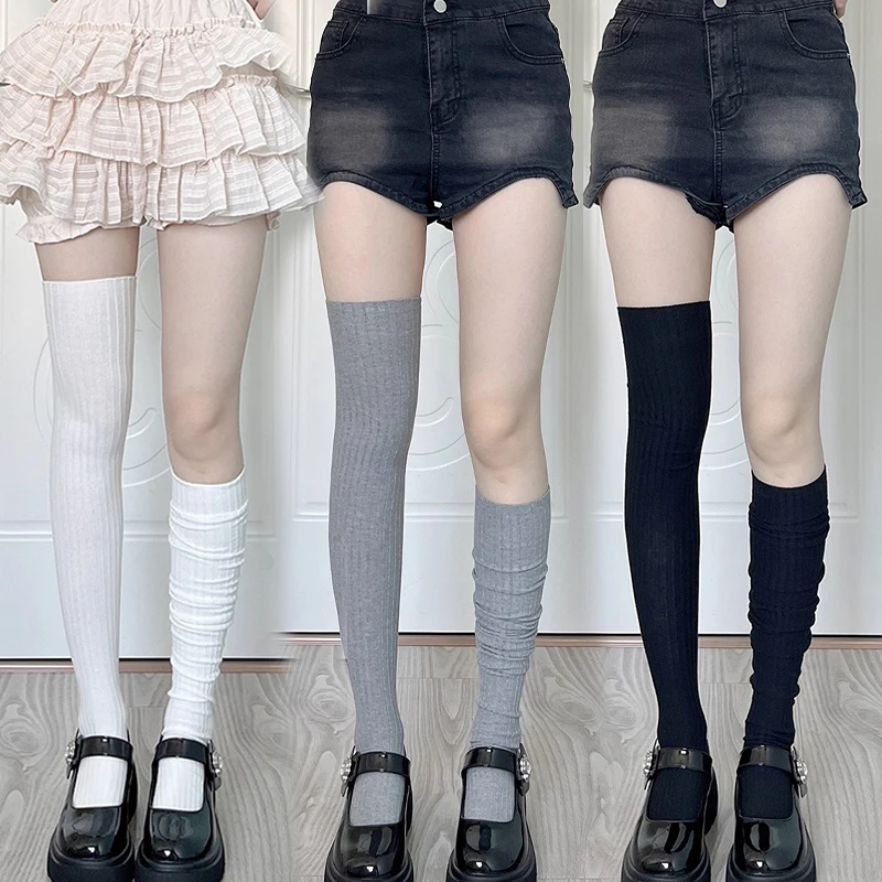 

New Solid Color Thigh High Stockings Women Trendy Casual Over The Knee Female Long Socks Thermal Warm Cotton Tall Tube Leggings