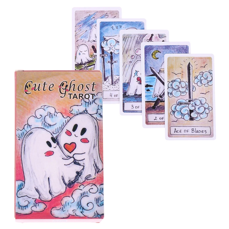 Cute Ghost Tarot Deck Toy Set Tarot Deck Oracle Card Divination Family Playing Birthday Gift Party Entertainment Board Game