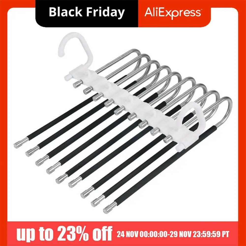 

Stainless Steel 9 Layers Pants Hangers Large Capacity Space Saving Multi-layer Trouser Rack Non Slip Folding Clothes Hanger