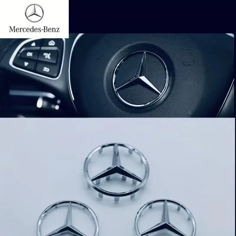 ABS 3D Star Logo Hollow Badge Sticker Car Steering Wheel Center Emblem For Mercedes Benz AMG GLK W202 W204 W210 W211 W212 W220