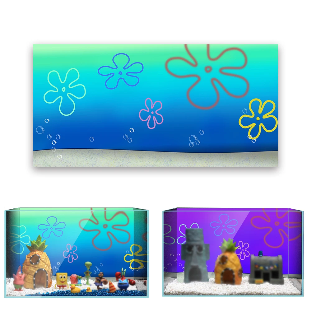 Cartoon bob Underwater Aquarium Background Sticker (24x16 in / 61x41cm) HD Printing Wallpaper Fish Tank Backdrop Decorations PVC