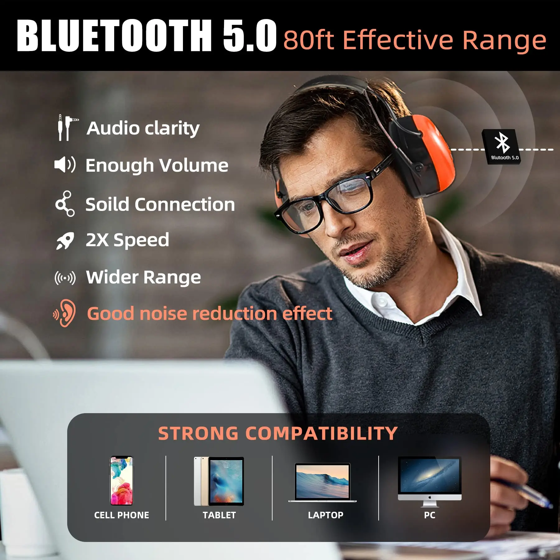 Bluetooth Hearing Protection music headset Headphones Noise Reduction Protector safety Earmuffs for Mowing