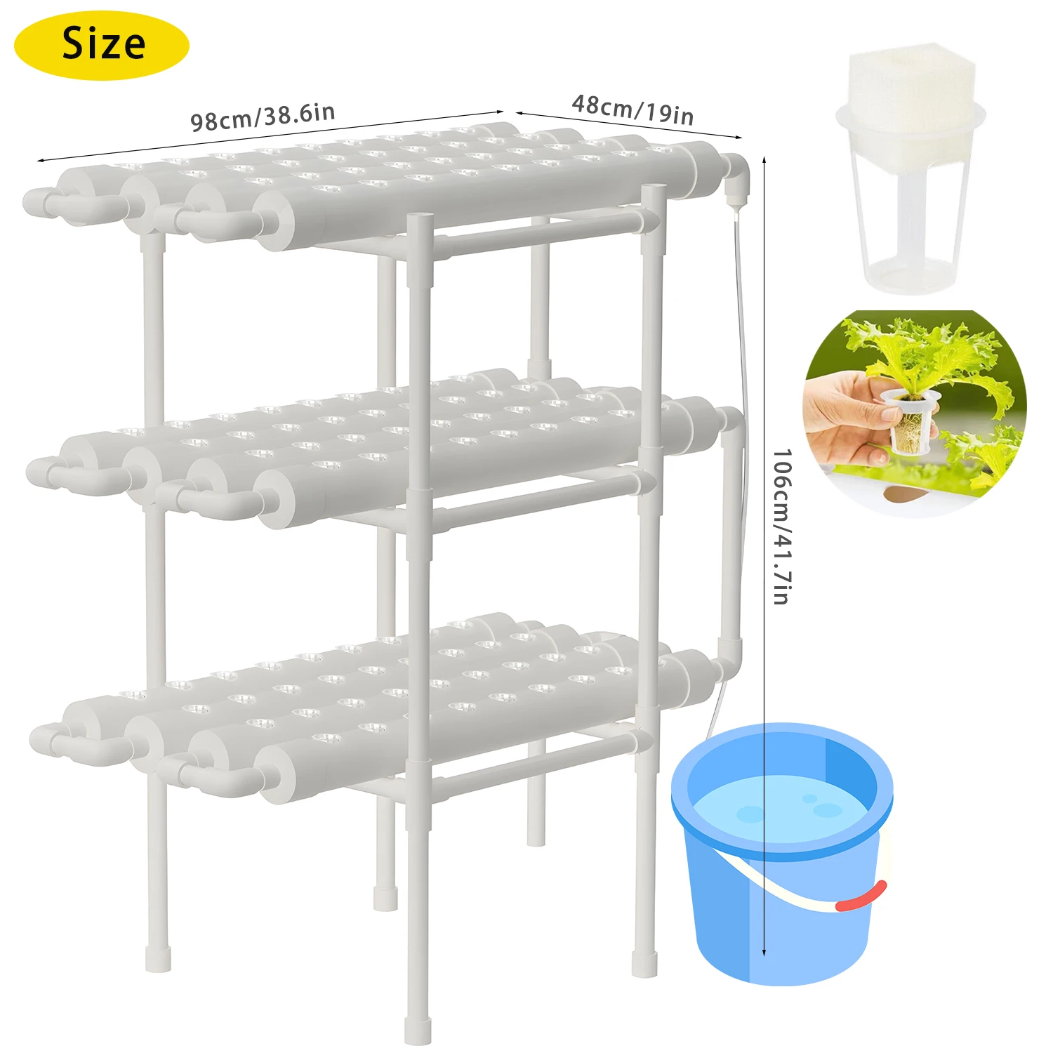 3-Layer 108 Sites Hydroponics Growing System Kits Pvc Pipe Soilless Cultivation Tools For Garden Vegetables Herbs Planting