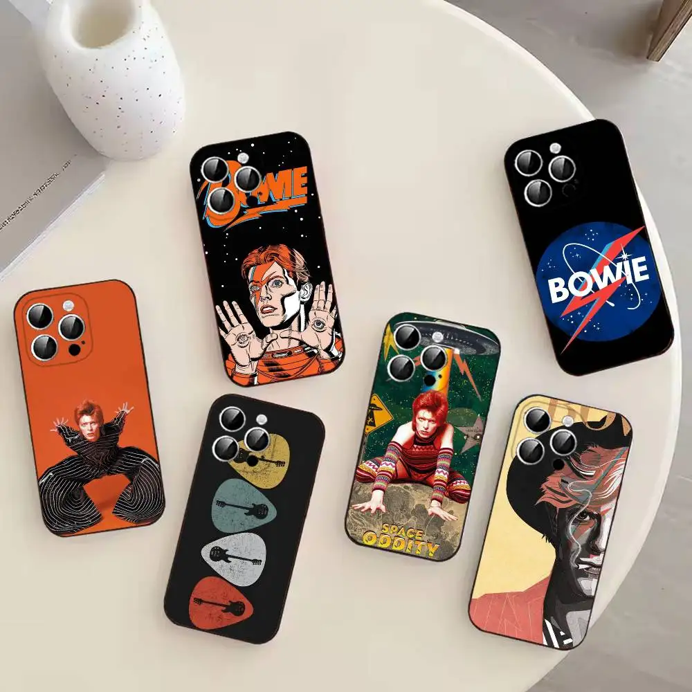David B-Bowie Phone Case For iPhone 17 16 15 14 13 12 11 Pro Max 17 Air 16E XR 7 8 Plus SE2  Black Cover