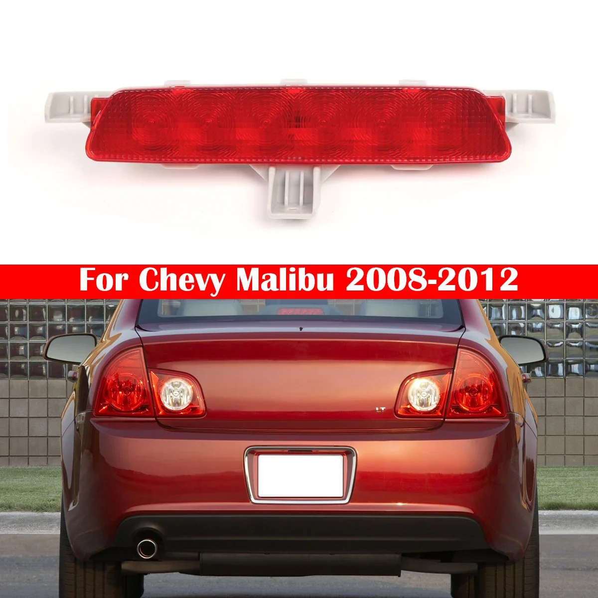 For Chevy Malibu 2008 2009 2010 2011 2012 Red LED High Mounted Third Brake Light Rear High Level Third 3rd Stop Lamp OEM15271122