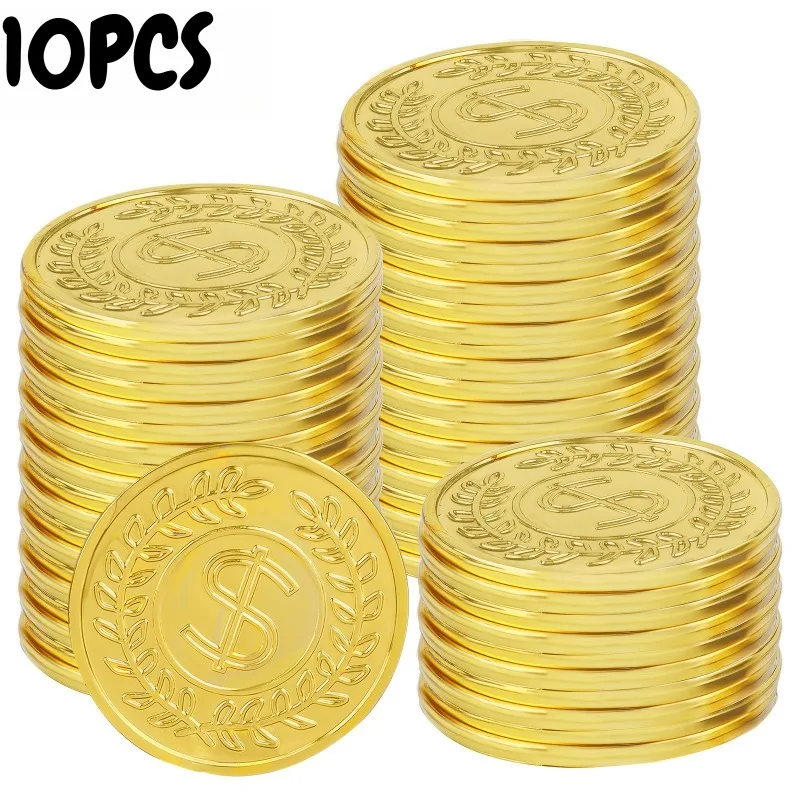 10/30/50PCS Pirate Gold Coins Thick Plastic Pirate Coins Fake Treasure Money Kids Cosplay Prop Holiday Event Decor Gift Reward