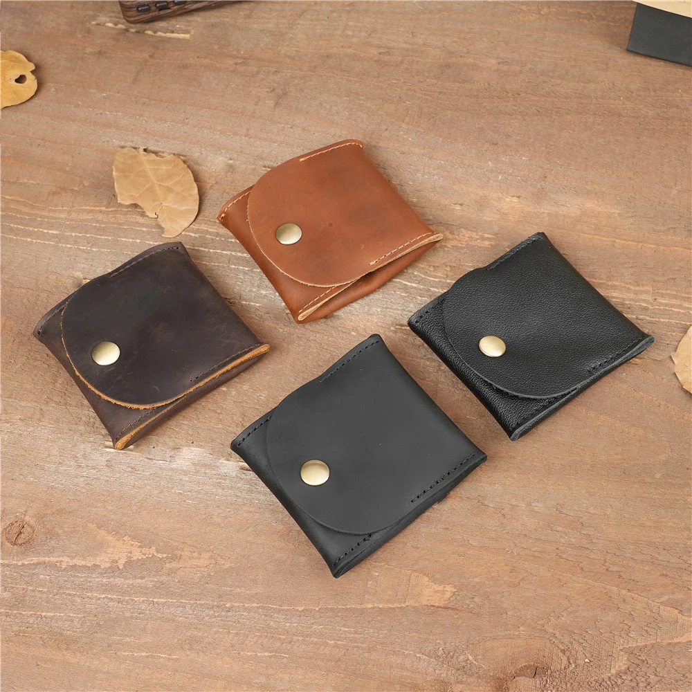 

Credit Card Holder Genuine Leather Men Wallet Vintage Buckle Wallet Mini Slim Muti-card slots Wallet Card & Id Holders For Man