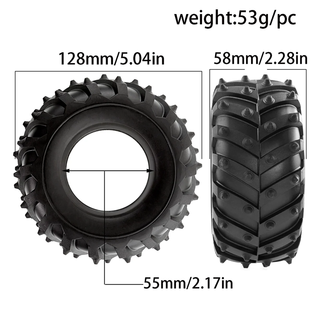 N18R 4pcs 1/10 Wheel 128mm -Truck -Tires for SCX10 /// Upgrade Parts
