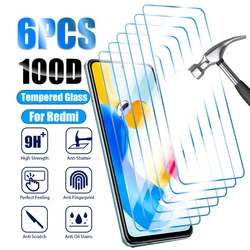 Protector de pantalla de vidrio templado para móvil, accesorio para Xiaomi Redmi Note 11, 12 Pro Plus, 5G, 10 Pro, 9, 8, 11S, 10S, Redmi 12C, 10C, 9C, 9A, 9T, 6 unidades