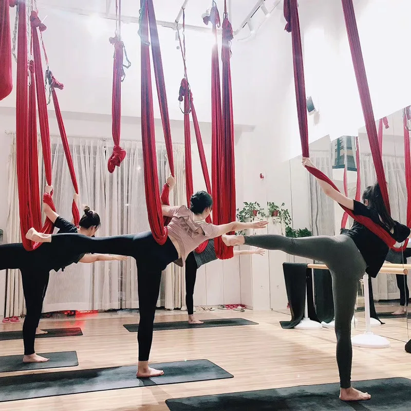 Гамак Для Аэройоги 5M Воздушный антигравитационный цельный комплект эластичной ткани без сращивания Веревка для студии йоги Гамак для йоги