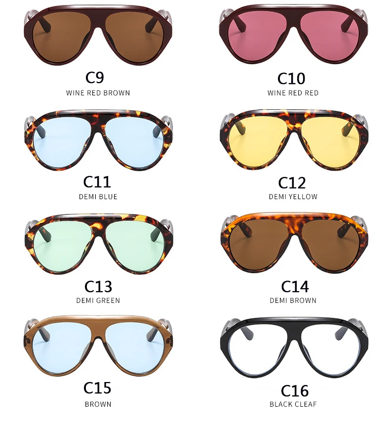 Piloten-Sonnenbrille mit großem Rahmen, Unisex, Übergröße, modische braune Sonnenbrille, Markendesign, Winterbrille – Detail 14