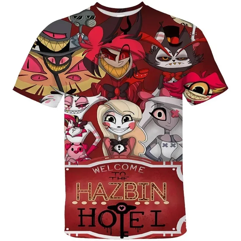 Estate bambini Hazbin Hotel Graphic t-shirt stampa 3D bambini top Tees Cartoon manica corta abbigliamento ragazzi ragazze Casual Streetwear