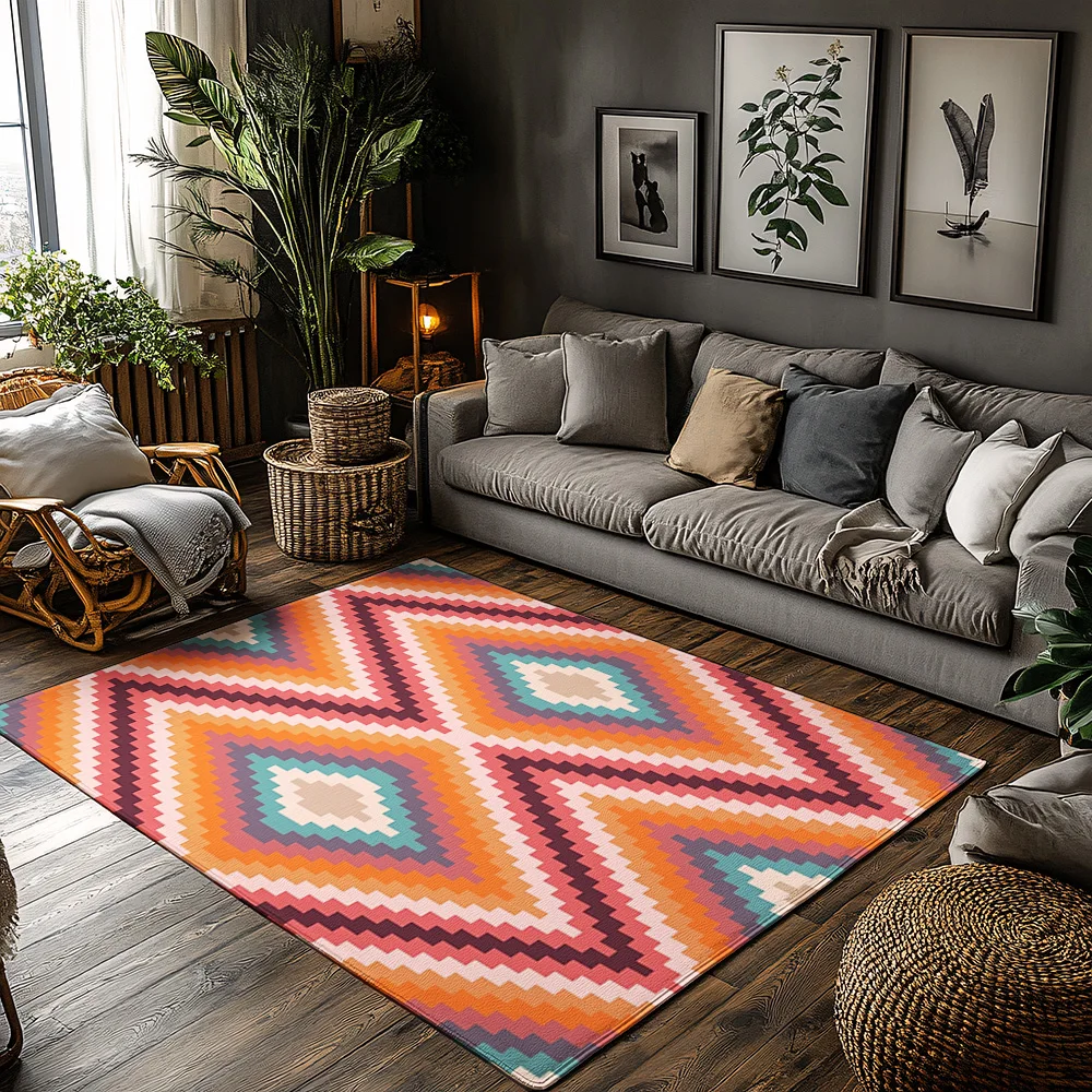 

Винтажный богемный ковер, нескользящий напольный коврик, ковер для гостиной, домашний декор, коврик для прихожей в фермерском доме, современный абстрактный узор