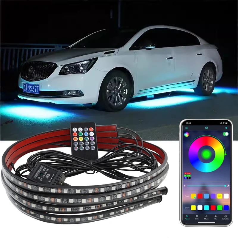 RGB Flexible LED Light bar Car Underglow Led Strip Light tubes Remote App Control Neon Lights Atmosphere Lamp Auto Decoration