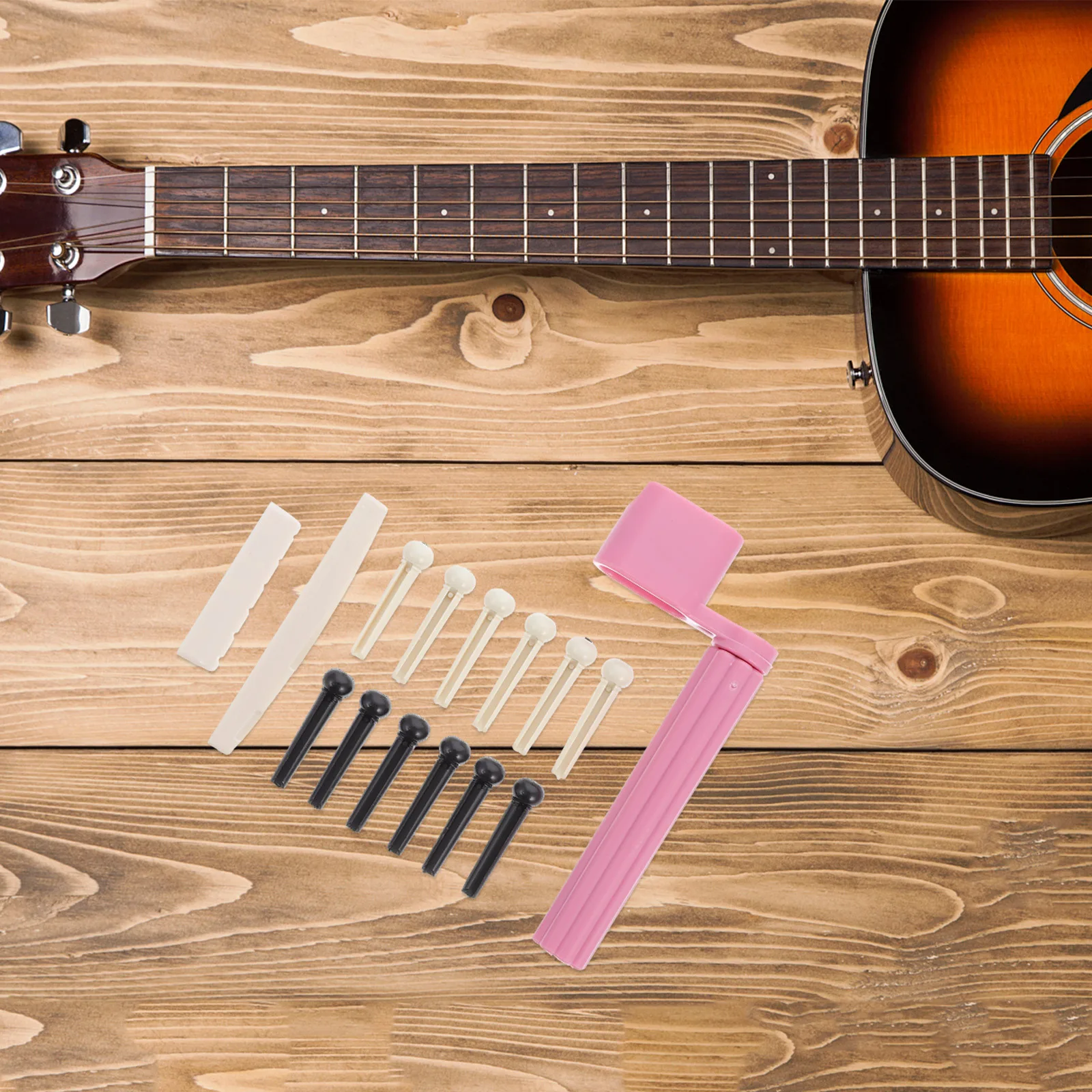 

1Set Folk Guitar Repair Kit String Winder Saddle Nut Bridge Pins Assorted Colors Guitar Parts Replacement Accessories