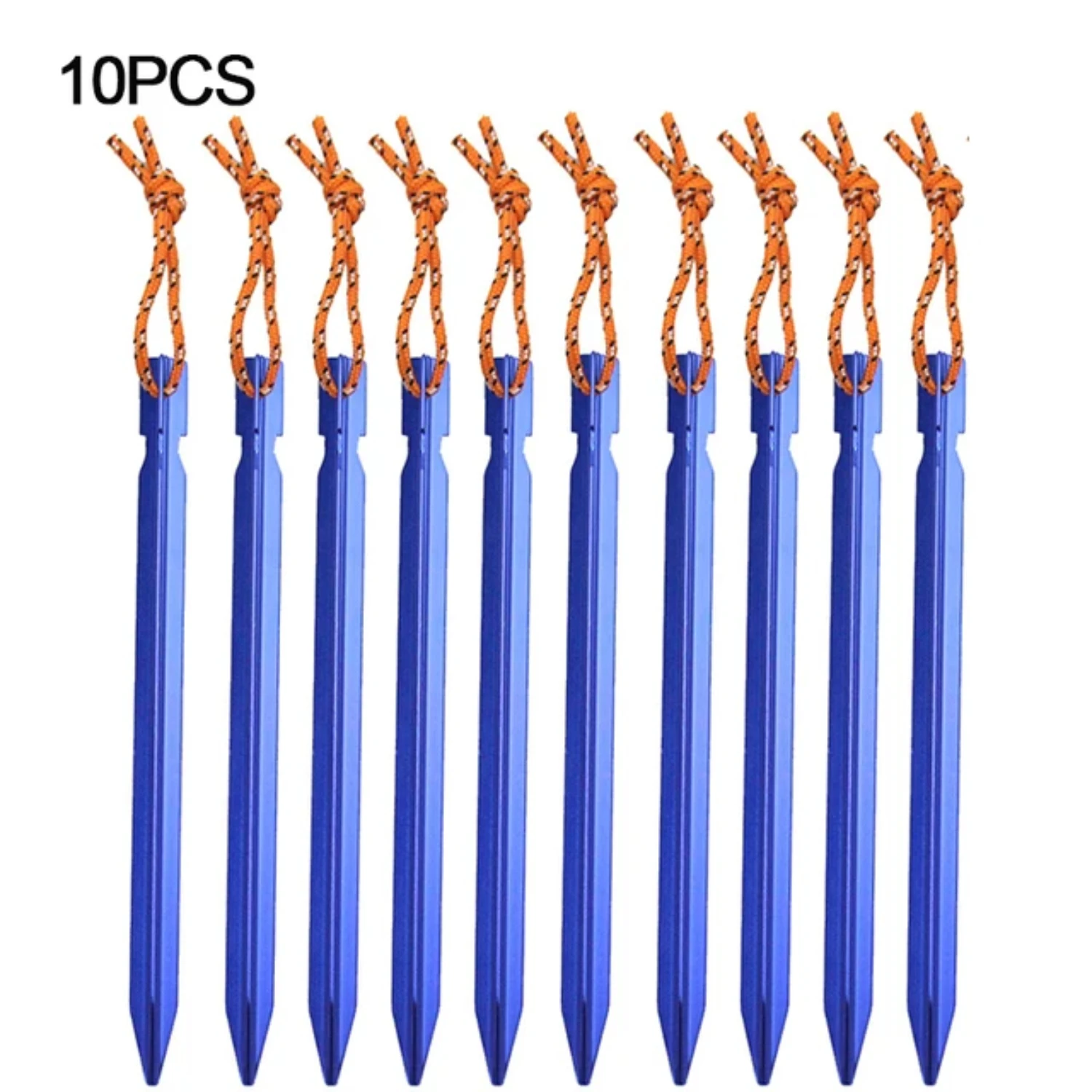 

Lightweight Aluminum Tent Stakes for Stable Camping and Hiking Ground Anchoring - 18cm Size with Reflective Rope for Added Secur
