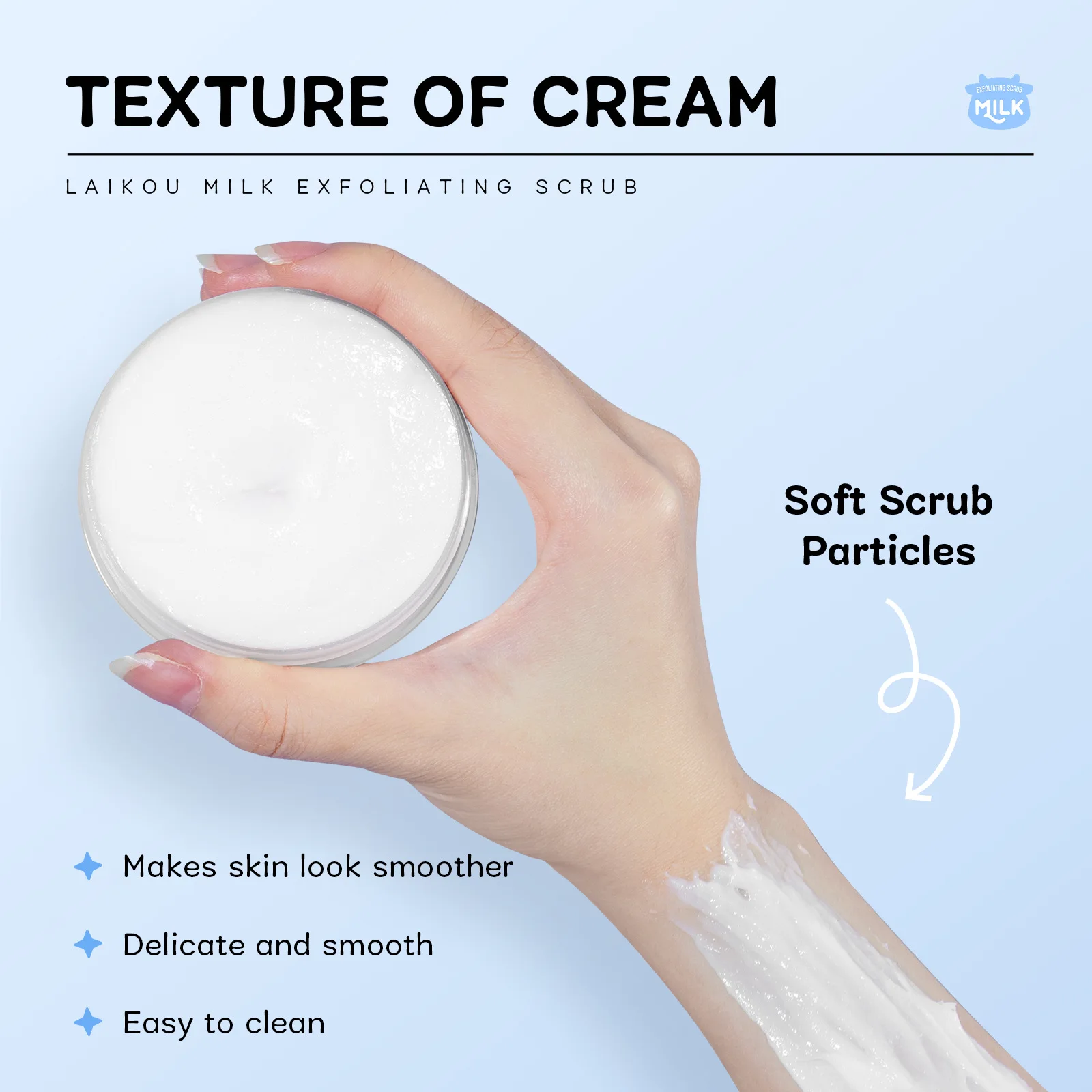 LAIKOU Milk Body Scrub Exfoliating Deep Cleansing Face Scrub Silky Smooth Naturally Radiant For Men & Women Moisturize Scrub 90g