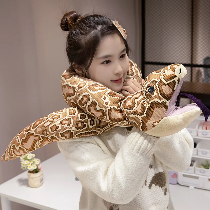 Simulado python pelúcia adorável animal mão fantoche brinquedos de pelúcia cobra bonecas decoração para casa aniversário natal presentes requintados