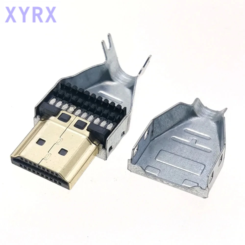 In spot 1pcs New HDMI-compatible Plug Connector Solder Wire Welding Connectors 20P HD Line Repair DIY Male Plug Metallic housing