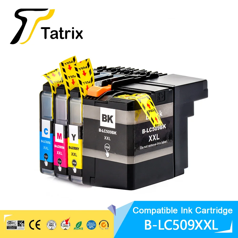 Tatrix 4PK For Brother LC509 LC505 LC509XLBK LC505XL Compatible Ink Cartridge For Brother DCP-J100 DCP-J105 MFC-J200 Printer