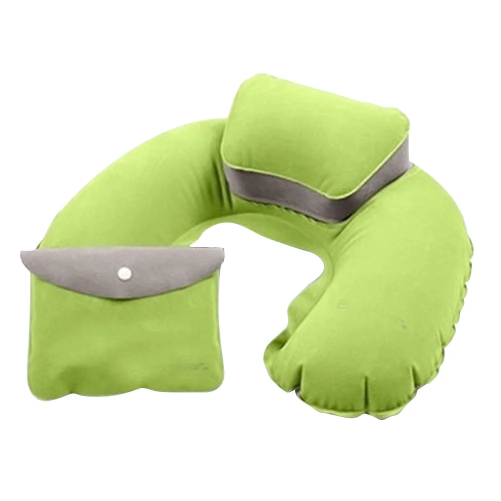 

Inflatable Travel Pillow U Shape Neck Support Grey Lightweight For Car Plane Outdoor Headrest Pillow Cushion