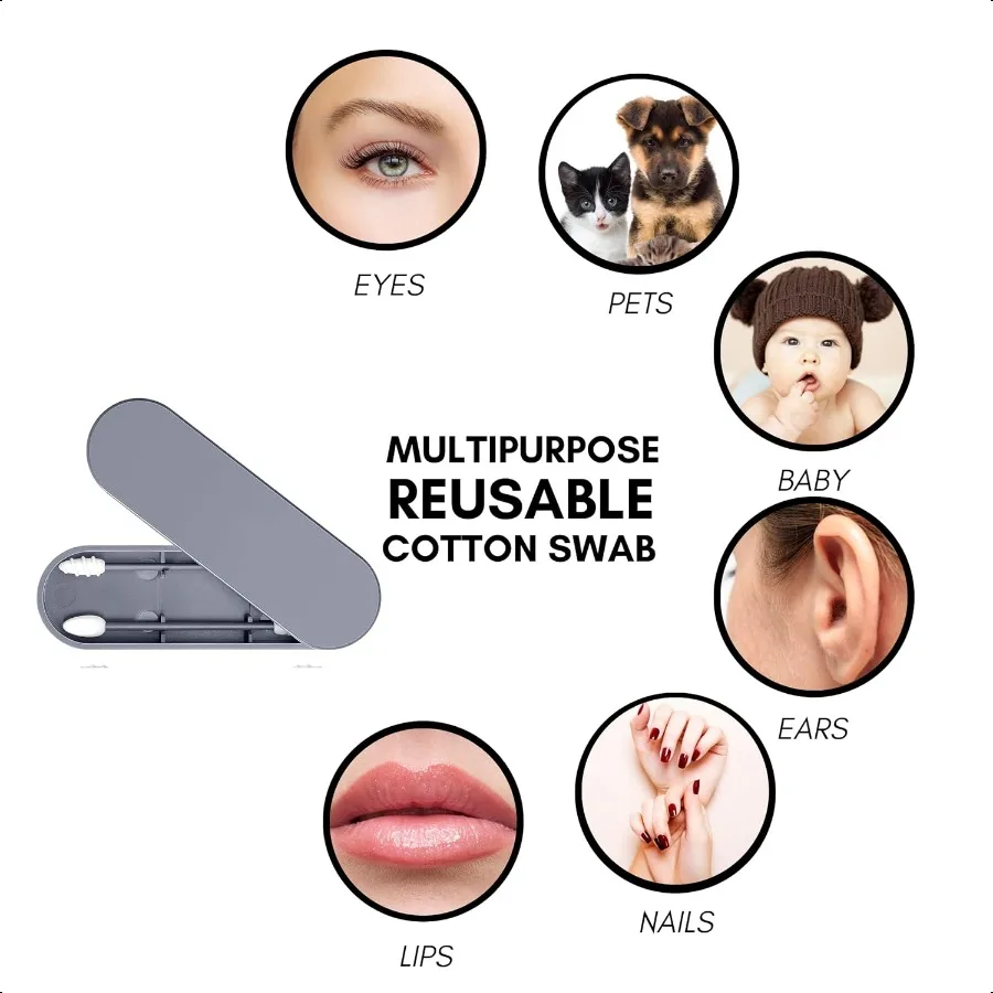 Portable and Reusable: DoubleTipped Silicone Swabs for Cleanable Ear Care Makeup and Travel entials Pink