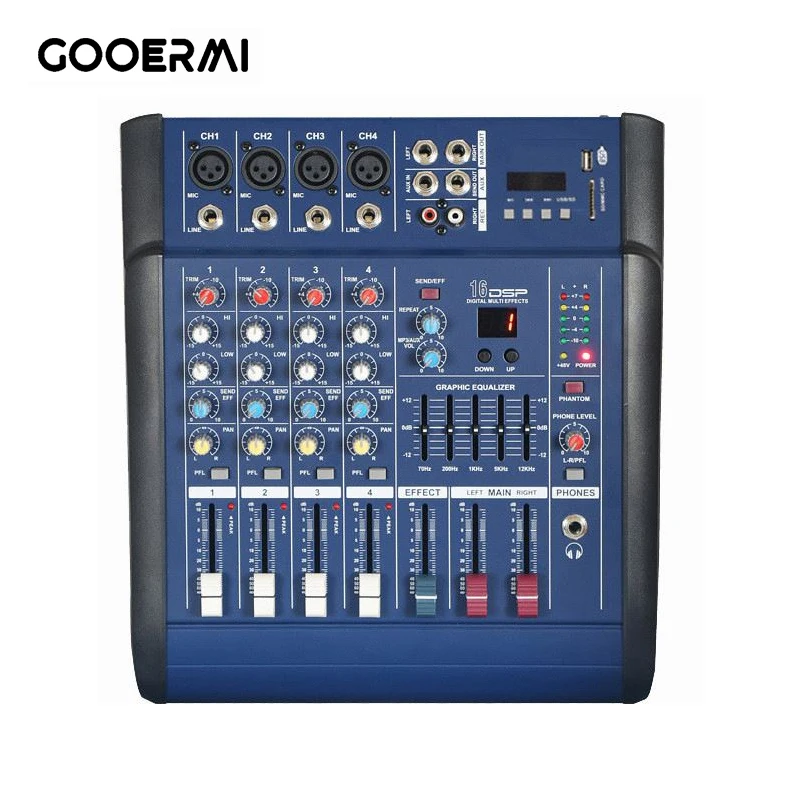 

4 Channel Digital Audio Mixer USB/BT Power Mixer DJ Audio Mixer USB Interface Controller Digital Echo Mixer For Ktv Singing