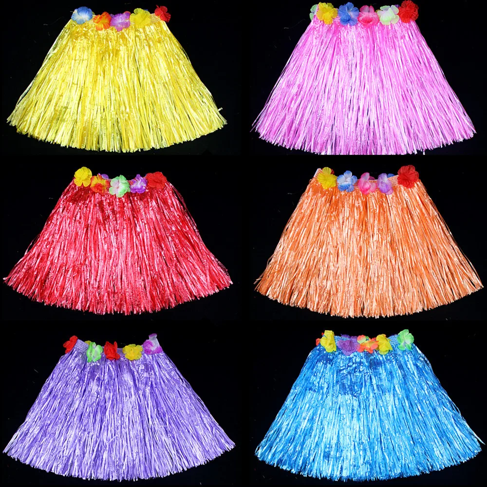 Grass Skirt Dance Costume Wreath Performance Hawaii Grass Skirt Length 30 cm Long Grass Skirt Set