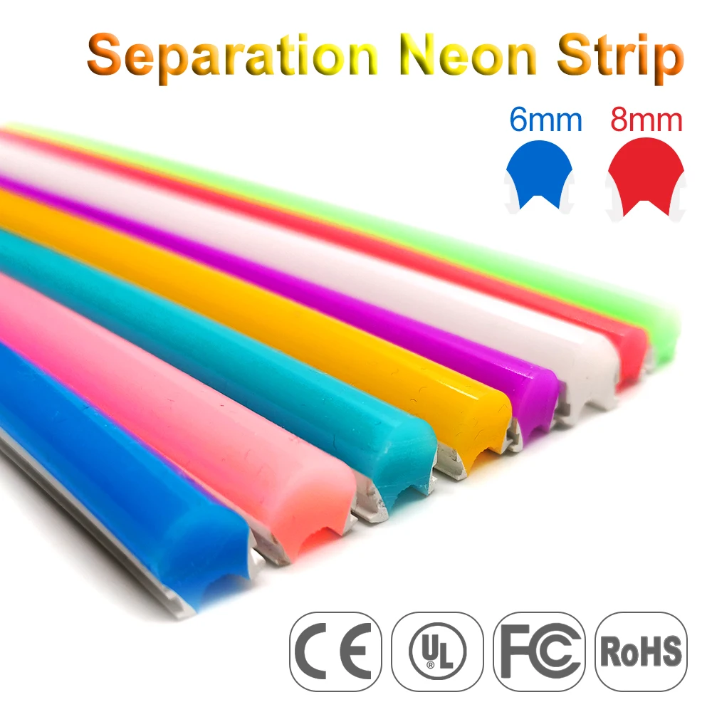 

6mm 8mm Separation Neon Strip Light Flexible Bendable Silicone S Shape 120Leds 2835SMD Led Tape DIY Sign Waterproof IP67 DC12V