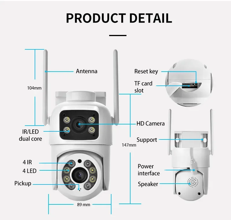 BELIA 6MP 4K PTZ Wifi Camera with Dual Lens Dual Screens AI Human Detection Wireless Outdoor CCTV Security IP Camera ICSEE App