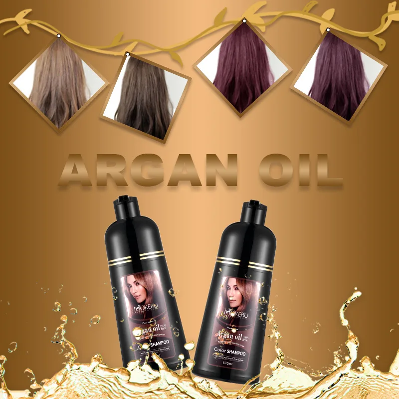 Mokeru Professional Dye Organic Brown Black Hair Color Permanent Hair Coloring Shampoo Long Lasting Argan Oil Hair Dye Shampoo