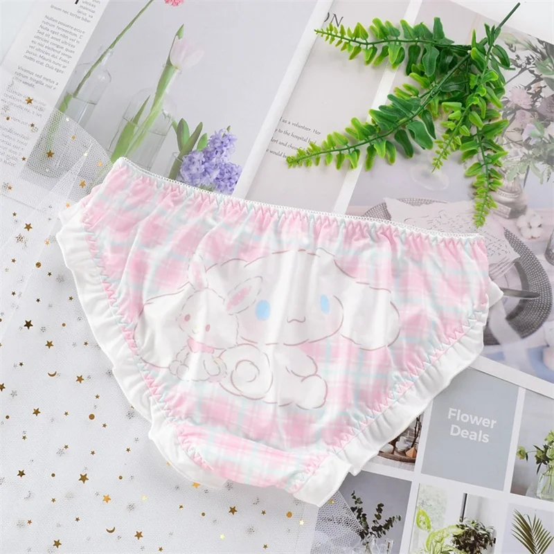 Japanese Briefs Milk Silk Panty Ladies Style Kawaii Cartoon Puppy Bunny Underwear Anime Printing Young Girl Student Underpants