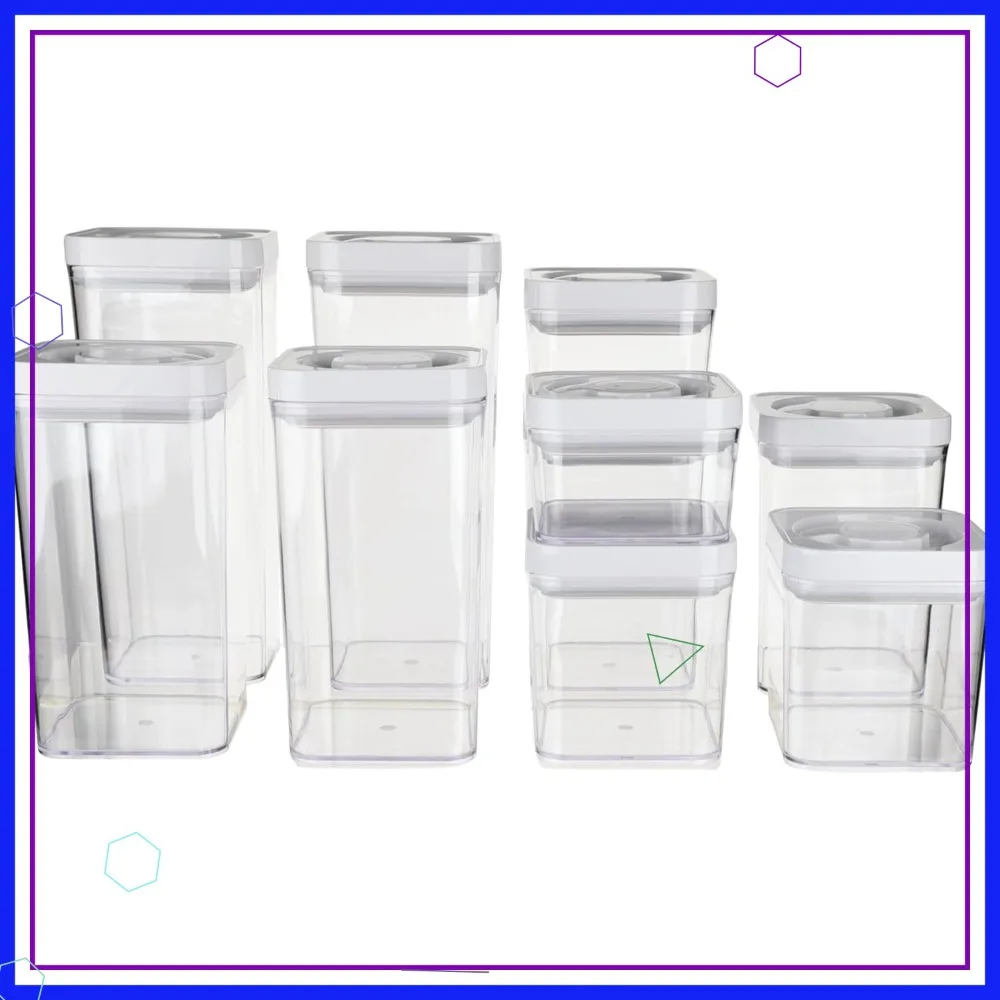 

Airtight Food Storage Containers, BPA Free with Twist Lids for Kitchen Pantry Organization, 10-Piece Square Set