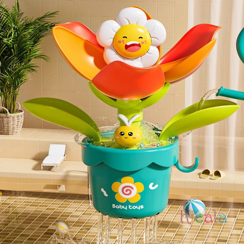 Juguetes para bañera de bebé, juguetes de ducha, ducha de girasol floreciente con ventosa, juguetes de baño, juego de agua de flores para niños, juguetes de baño para nadar