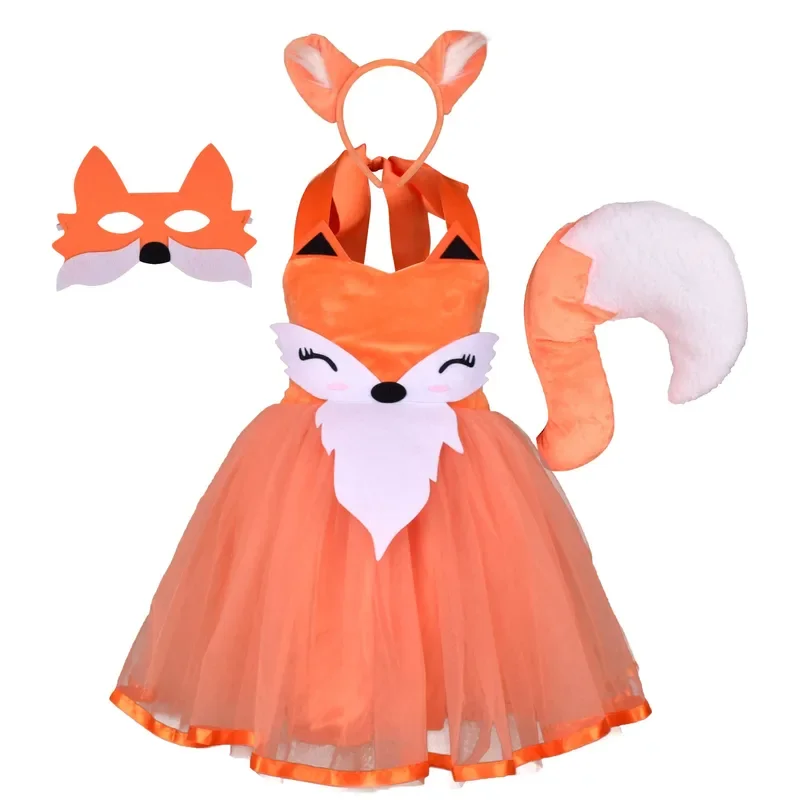 Orange Fox Tutu Dress Cartoon Girls Clothes Movie Crazy Animal Nick Cosplay Costume for Kids Halloween Carnival Party Dress Up